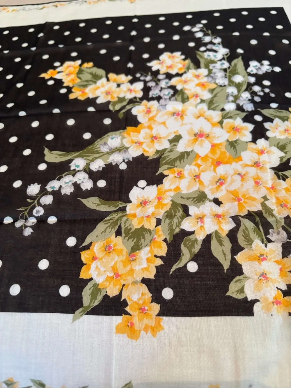 Authentic Vintage Christian Dior Square Floral Polka Dot Scarf - COA Included